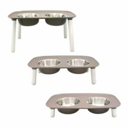 Messy Mutts Elevated Feeder with Stainless Steel Bowl Grey